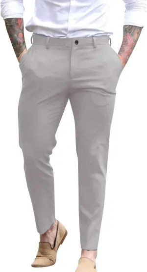 Mens Slim Fit Dress Pants Casual Business Work Skinny Stretch Golf Pants Breathable Flat-Front Chino Pant Tapered Suit Pants