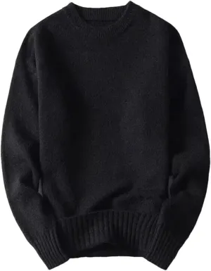 Men`S Sweater Autumn Winter Solid O-Neck Warm Thickened Pullovers Knitwear Sweater Undershirt