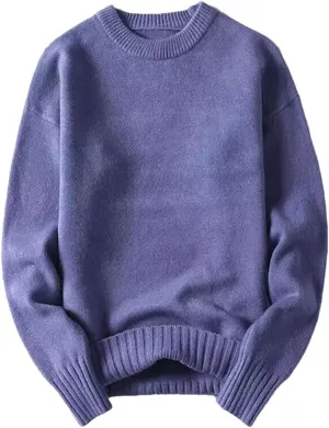 Men`S Sweater Autumn Winter Solid O-Neck Warm Thickened Pullovers Knitwear Sweater Undershirt
