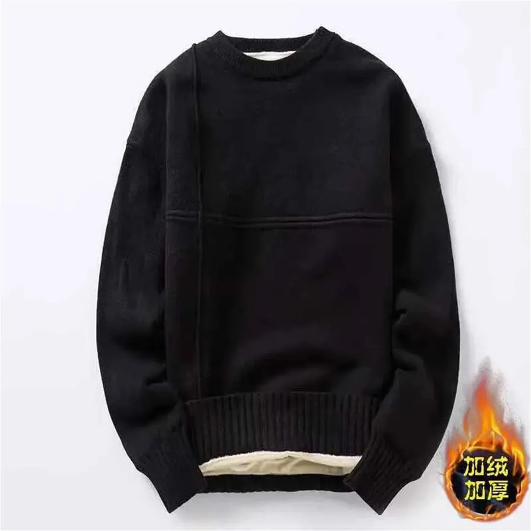 Men`S Sweater Autumn Winter Solid O-Neck Warm Thickened Pullovers Knitwear Sweater Undershirt