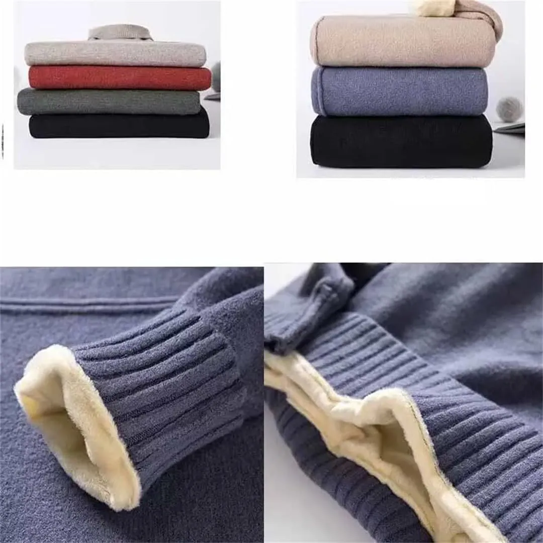 Men`S Sweater Autumn Winter Solid O-Neck Warm Thickened Pullovers Knitwear Sweater Undershirt