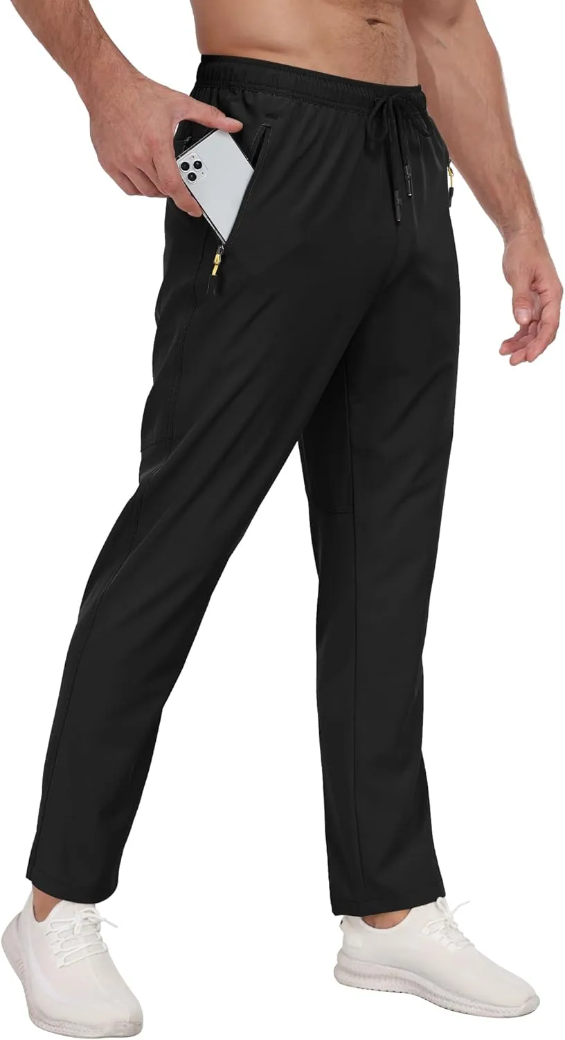 Men's Sweatpants Lightweight Workout Pants with Zipper Pockets Elastic Waist Athletic Pants for Men Exercise Jogging Hiking