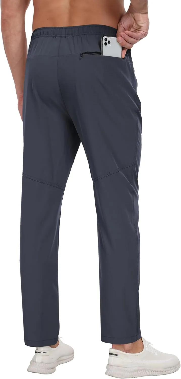 Men's Sweatpants Lightweight Workout Pants with Zipper Pockets Elastic Waist Athletic Pants for Men Exercise Jogging Hiking