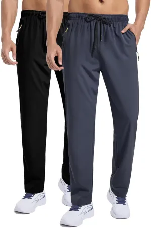 Men's Sweatpants Lightweight Workout Pants with Zipper Pockets Elastic Waist Athletic Pants for Men Exercise Jogging Hiking