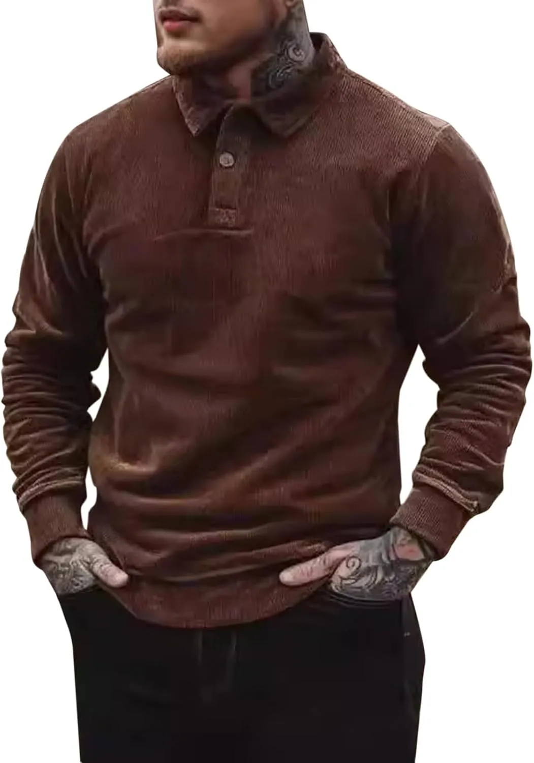 Mens Sweatshirt Corduroy Tactical Shirts Jacket Fleece Long Sleeve Color Block Patches Draped Outwear Casual Coats