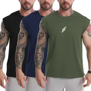 Men's Tank Tops 3 Pack Sleeveless Workout Mesh Material Quick Dry Athletic Running Gym Muscle Beach Fitness Shirts