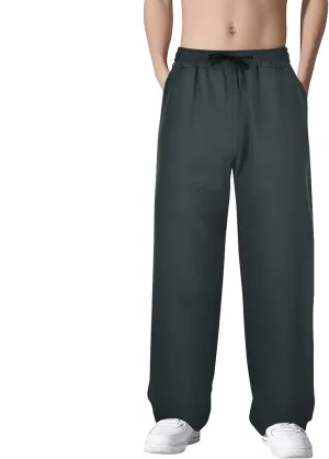 Mens Wide Leg Sweatpants Baggy Elastic Waist Drawstring Joggers Lightweight Plus Size Hiking Athletic Pants Casual Trousers