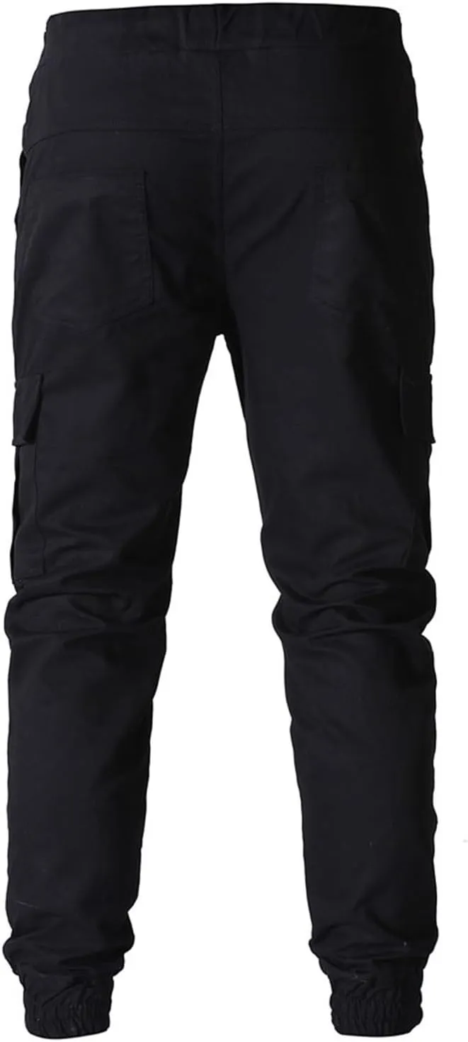 Men's Workout Cargo Pants Drawstring Elastic Waist Joggers Hiking Outdoor Athletic Sweatpants with Pockets Trousers