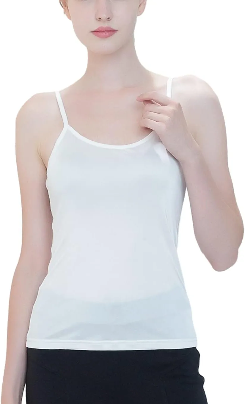 METWAY Womens Silk Camisole/Spaghetti Strap Mulberry Silk Cami Tops/Stretchable Real Knit Silk Tank Undershirt for Layerling