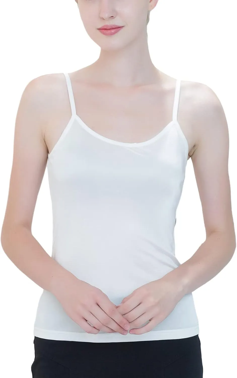 METWAY Womens Silk Camisole/Spaghetti Strap Mulberry Silk Cami Tops/Stretchable Real Knit Silk Tank Undershirt for Layerling