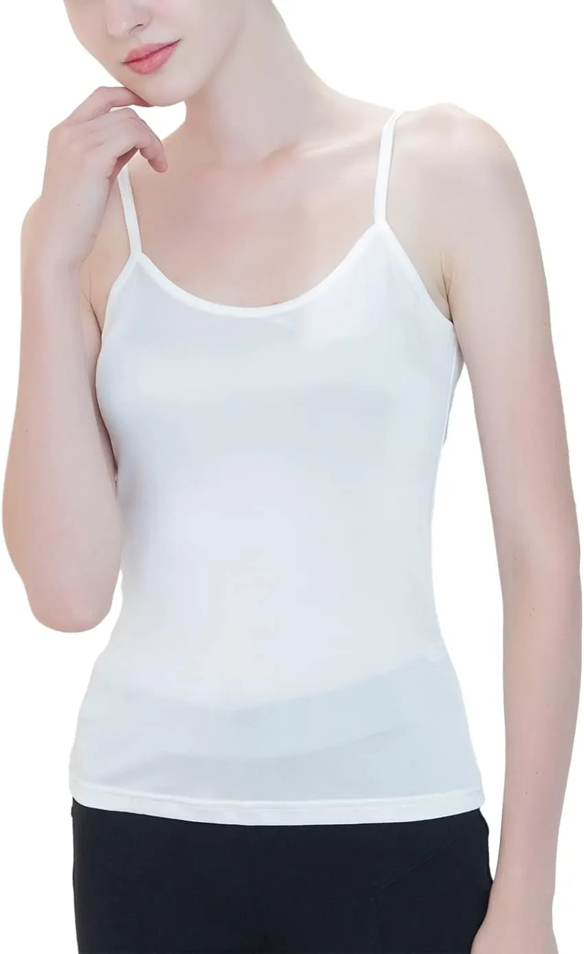METWAY Womens Silk Camisole/Spaghetti Strap Mulberry Silk Cami Tops/Stretchable Real Knit Silk Tank Undershirt for Layerling