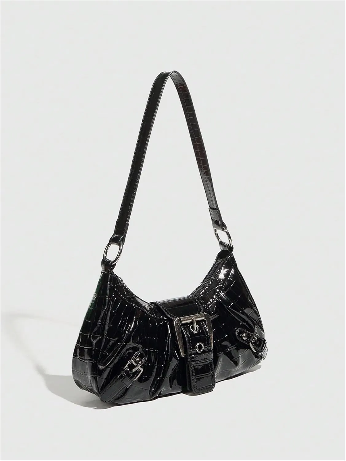 Milumia Women's Purse Top Handle Shoulder Bag Y2k Buckle Punk Hobo Clutch Purses Bags