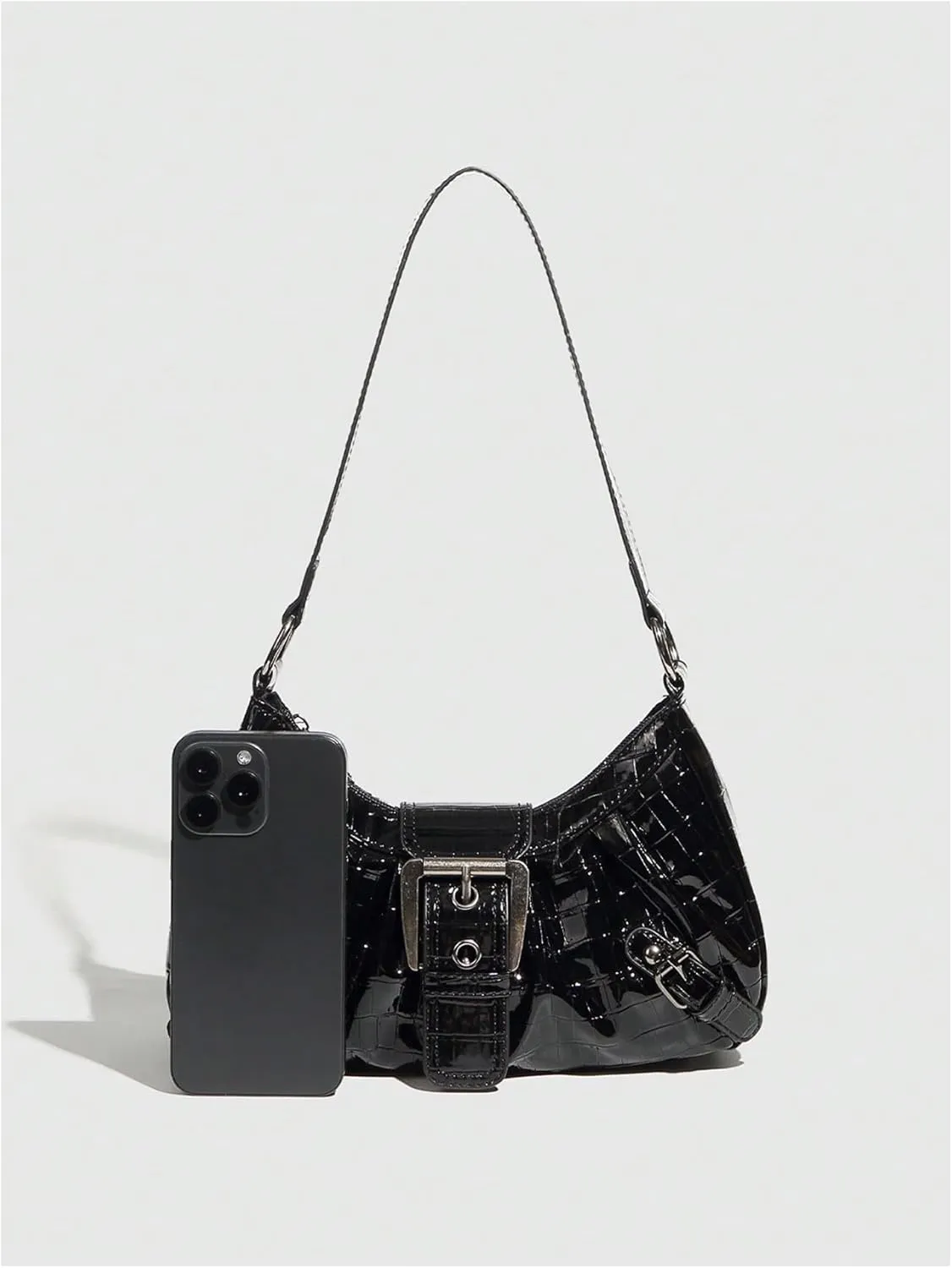 Milumia Women's Purse Top Handle Shoulder Bag Y2k Buckle Punk Hobo Clutch Purses Bags