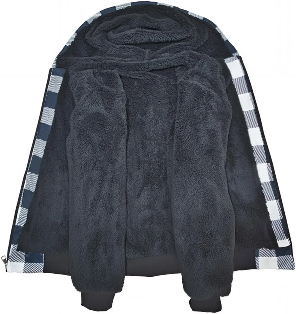 MINANUO Hoodies for Men Full Zip Up Sherpa Lined Sports Sweatshirts Mens Winter Fleece Fabric Jacket with Hood