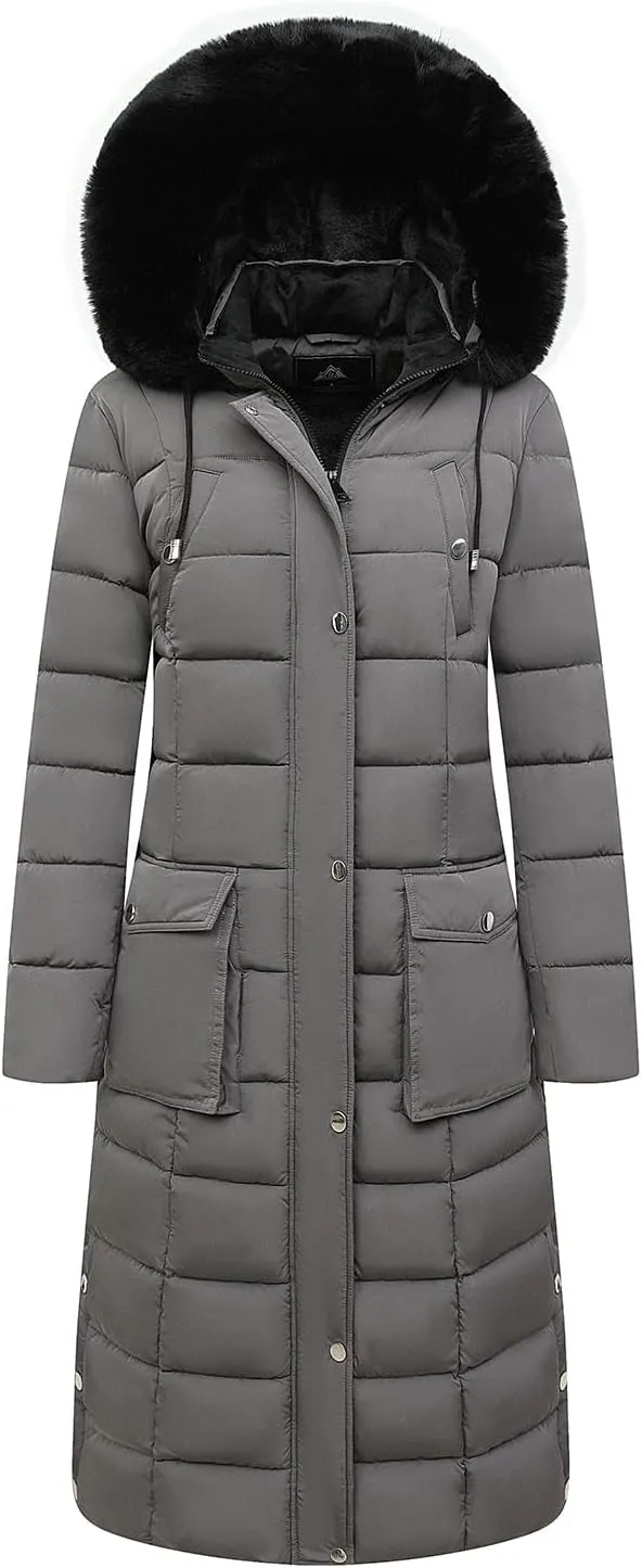 MOERDENG Women's Waterproof Long Winter Coat Thickened Down Alternative Jacket Warm Puffer Jacket Parka