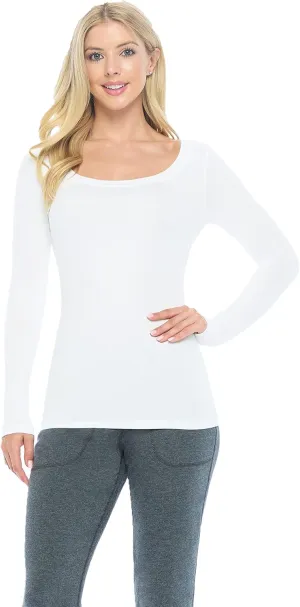 Natural Uniforms Women's Long Sleeve Extra Wide Scoop-Neck T-Shirt Under Scrub
