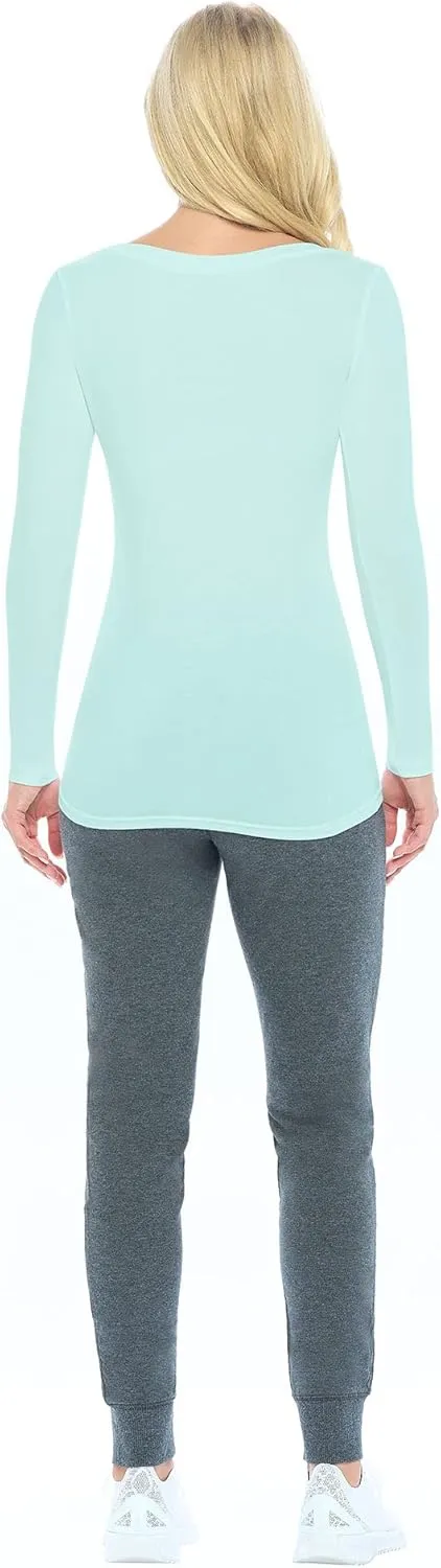 Natural Uniforms Women's Long Sleeve Extra Wide Scoop-Neck T-Shirt Under Scrub