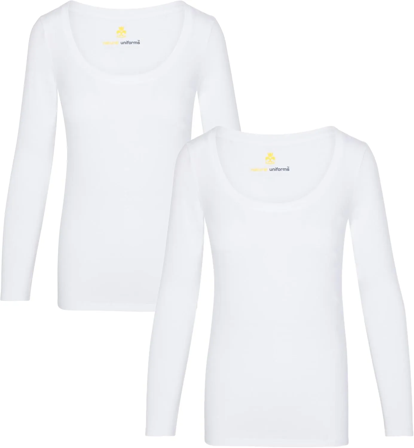 Natural Uniforms Women's Long Sleeve Extra Wide Scoop-Neck T-Shirt Under Scrub