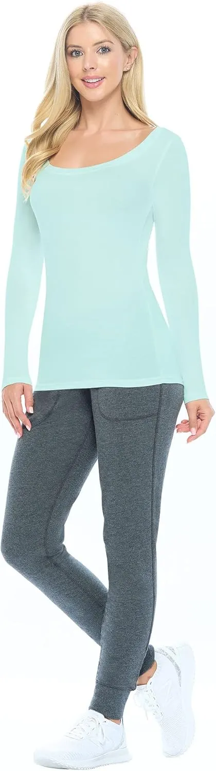 Natural Uniforms Women's Long Sleeve Extra Wide Scoop-Neck T-Shirt Under Scrub