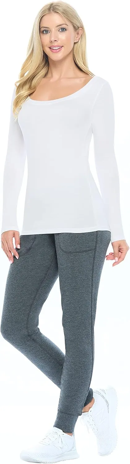 Natural Uniforms Women's Long Sleeve Extra Wide Scoop-Neck T-Shirt Under Scrub