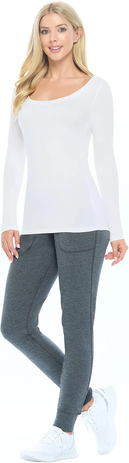 Natural Uniforms Women's Long Sleeve Extra Wide Scoop-Neck T-Shirt Under Scrub