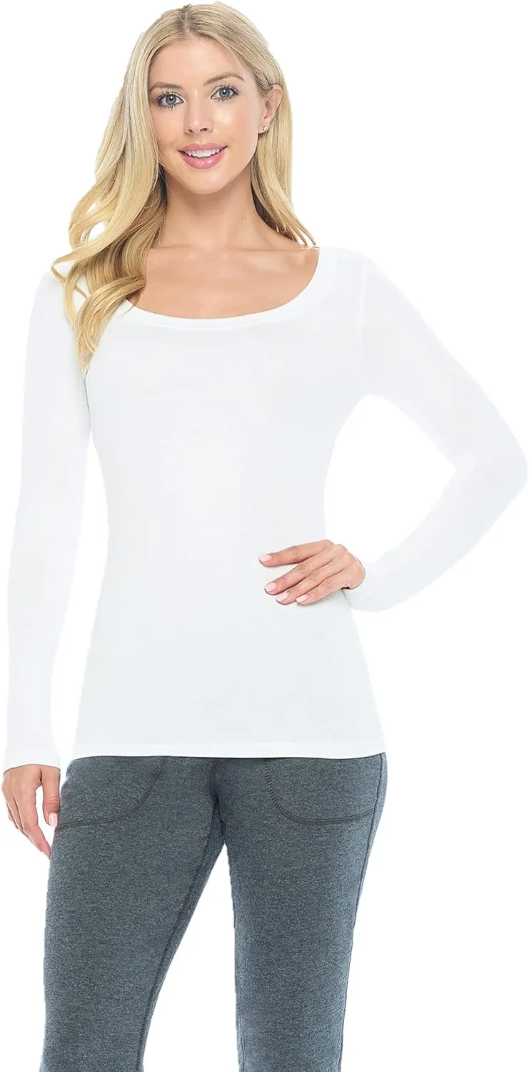 Natural Uniforms Women's Long Sleeve Extra Wide Scoop-Neck T-Shirt Under Scrub