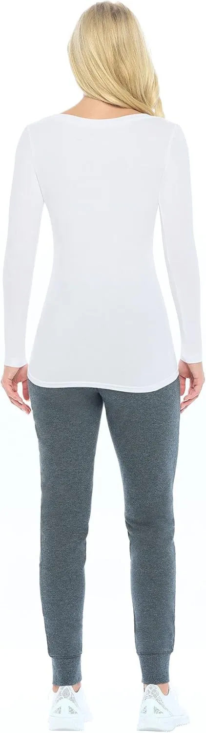 Natural Uniforms Women's Long Sleeve Extra Wide Scoop-Neck T-Shirt Under Scrub