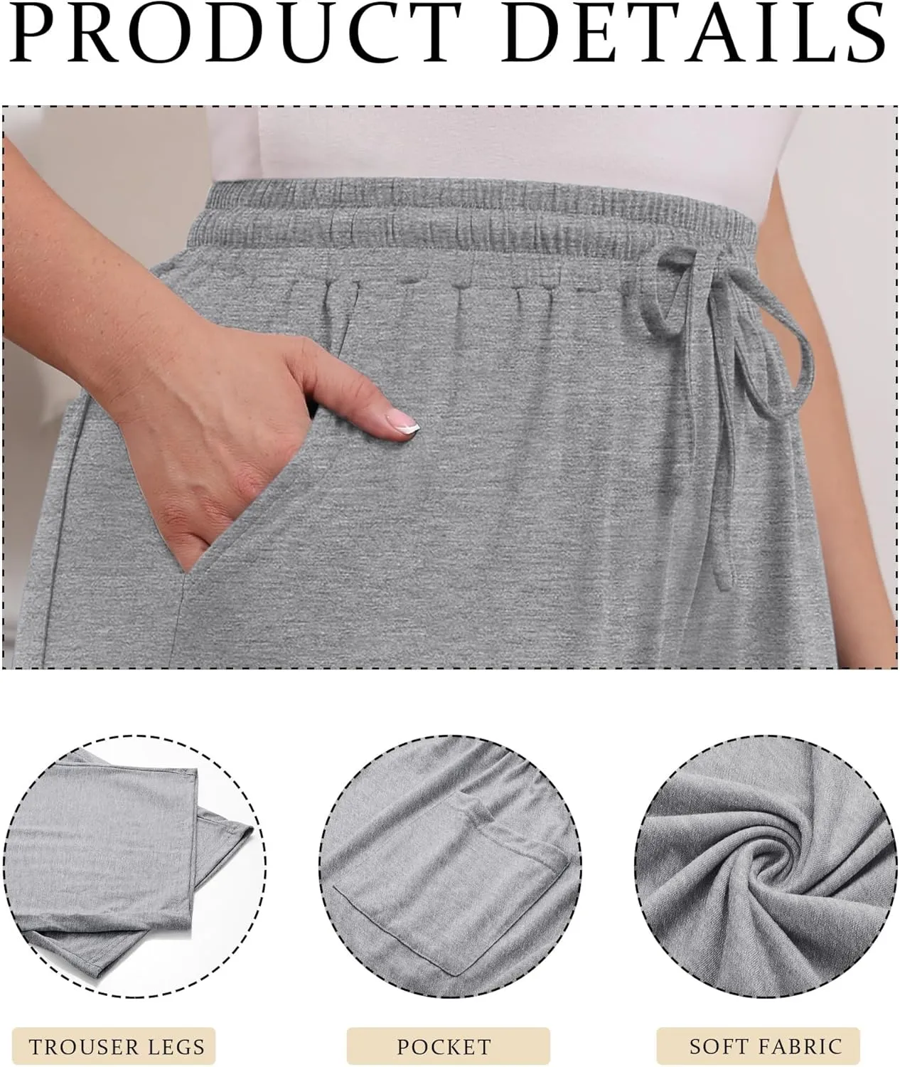 Neer 3 Pack Women's Plus Size Cotton Capris, Stretchy Wide Leg Cropped Pants with Pockets Loose Fit Lounge Pajama Sweatpants