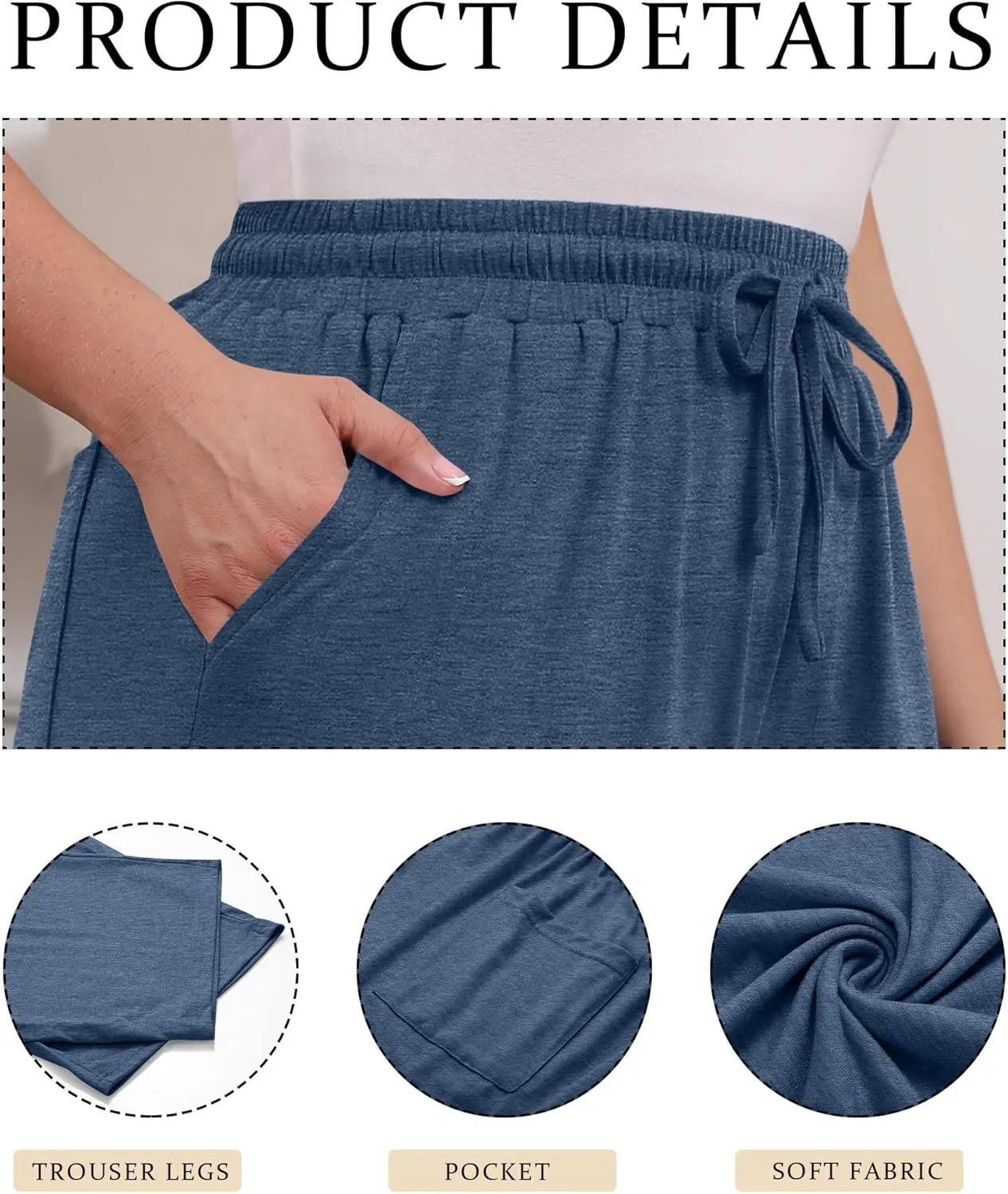Neer 3 Pack Women's Plus Size Cotton Capris, Stretchy Wide Leg Cropped Pants with Pockets Loose Fit Lounge Pajama Sweatpants