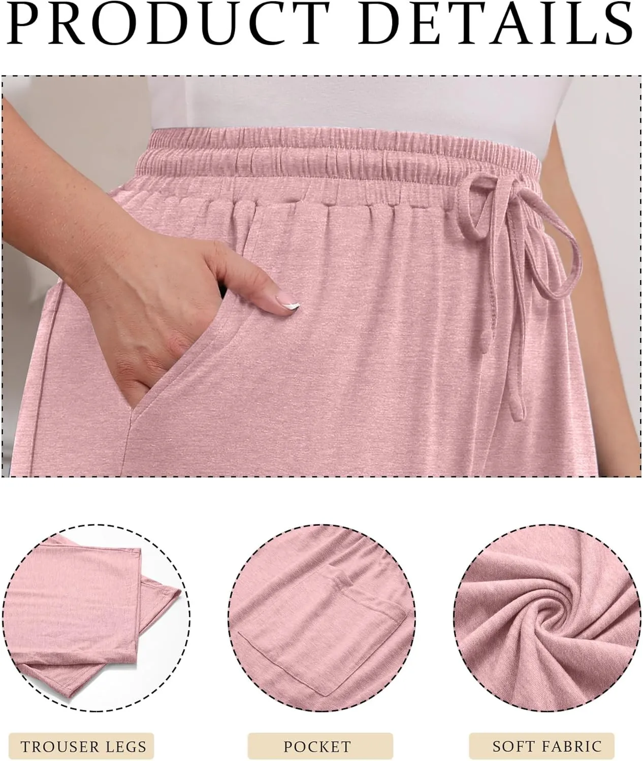 Neer 3 Pack Women's Plus Size Cotton Capris, Stretchy Wide Leg Cropped Pants with Pockets Loose Fit Lounge Pajama Sweatpants