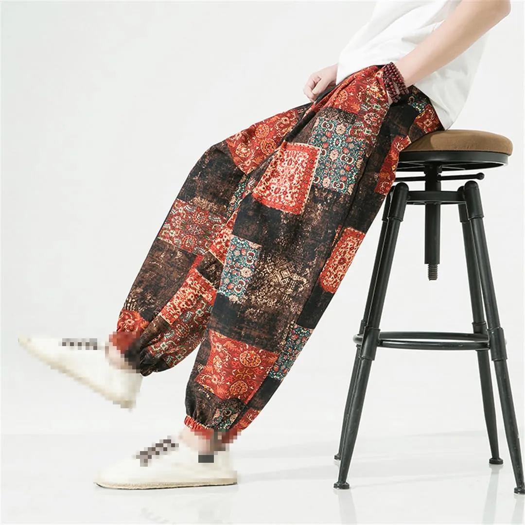 Niiyyjj Men Casual Pants Oversized Harem Pants Male Street Sweatpants Elastic Waist Wide Leg Trousers
