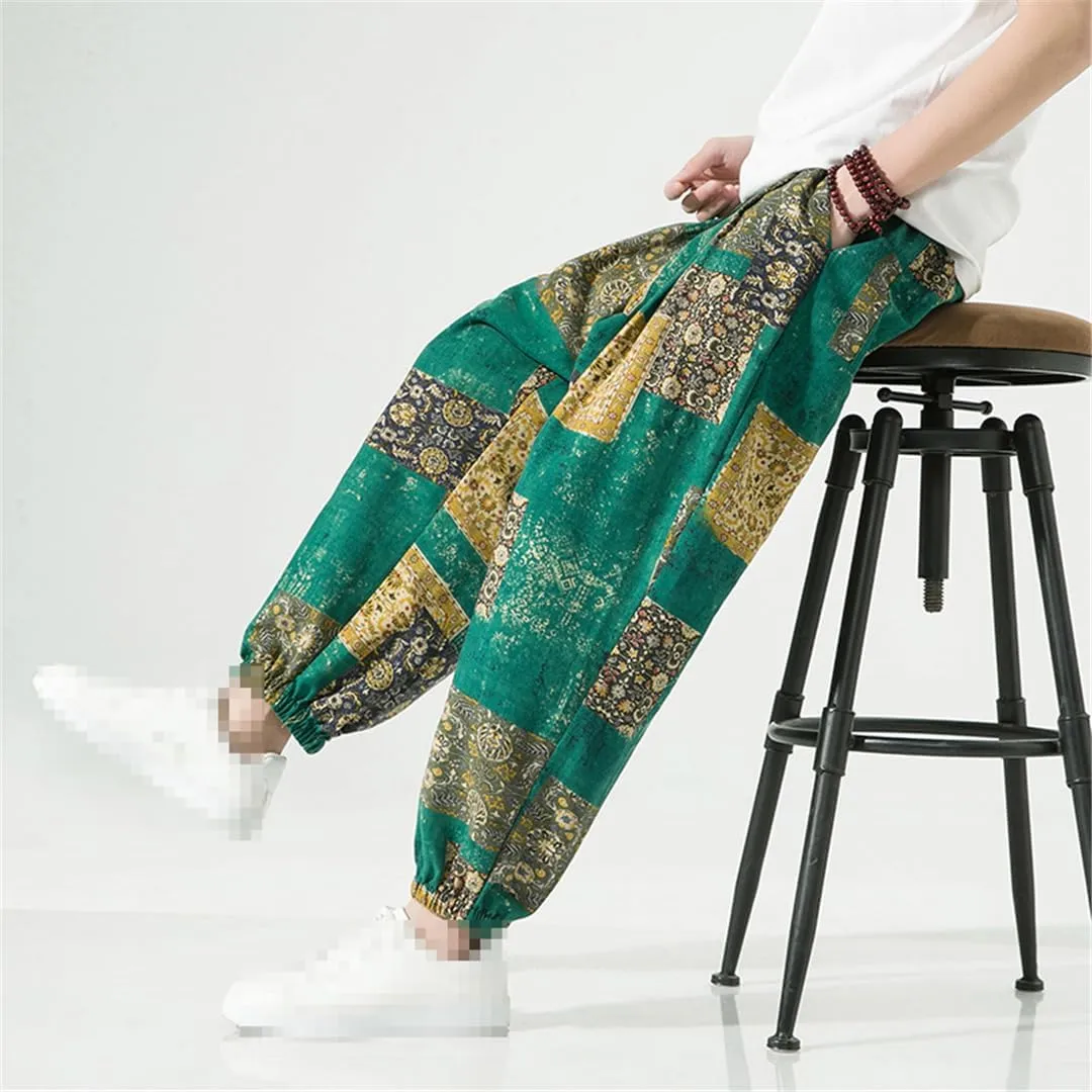 Niiyyjj Men Casual Pants Oversized Harem Pants Male Street Sweatpants Elastic Waist Wide Leg Trousers