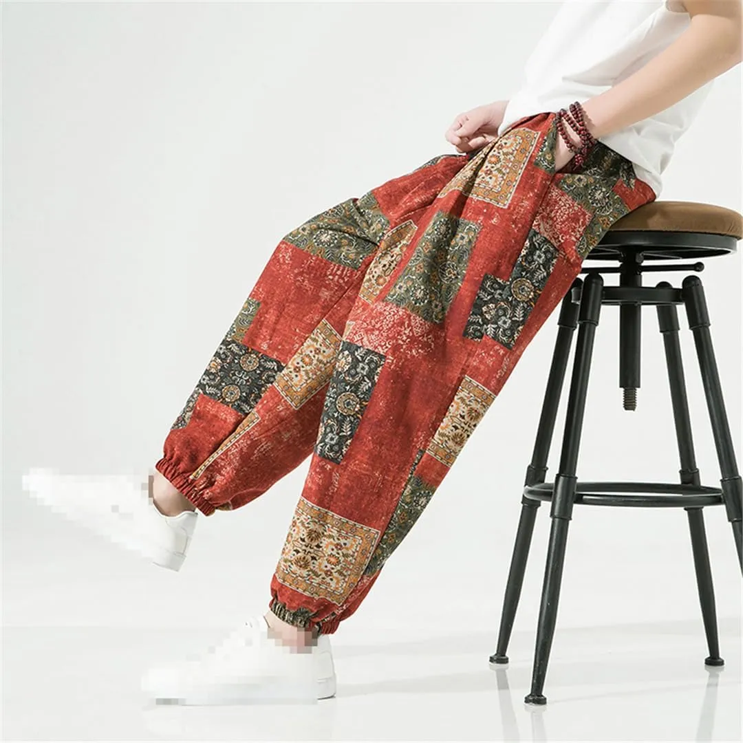 Niiyyjj Men Casual Pants Oversized Harem Pants Male Street Sweatpants Elastic Waist Wide Leg Trousers