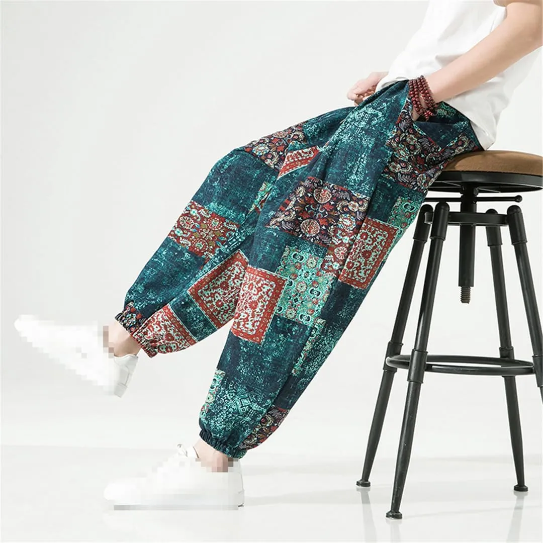 Niiyyjj Men Casual Pants Oversized Harem Pants Male Street Sweatpants Elastic Waist Wide Leg Trousers