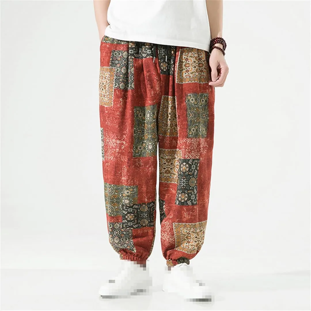 Niiyyjj Men Casual Pants Oversized Harem Pants Male Street Sweatpants Elastic Waist Wide Leg Trousers