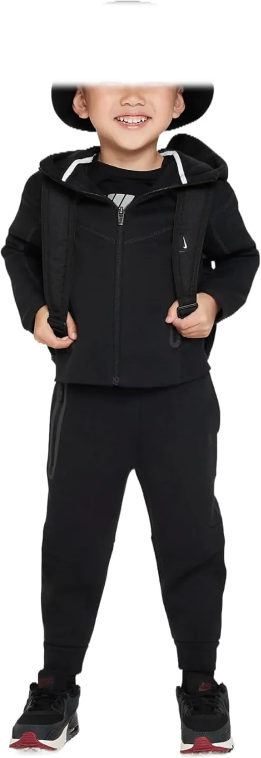 Nike Sportswear Tech Fleece Full-Zip Set Toddler 2-Piece Hoodie Set (76L050-023, Black)
