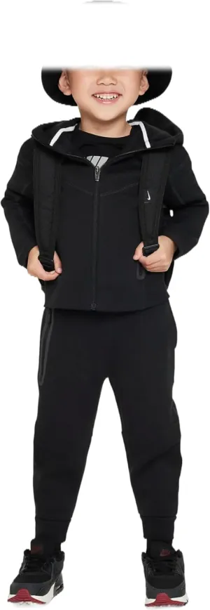Nike Sportswear Tech Fleece Full-Zip Set Toddler 2-Piece Hoodie Set (76L050-023, Black)