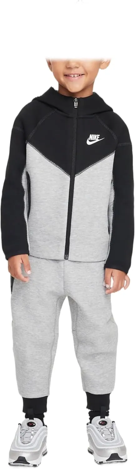 Nike Sportswear Tech Fleece Full-Zip Set Toddler 2-Piece Hoodie Set (76L050-G0E, Dark Grey Heather)
