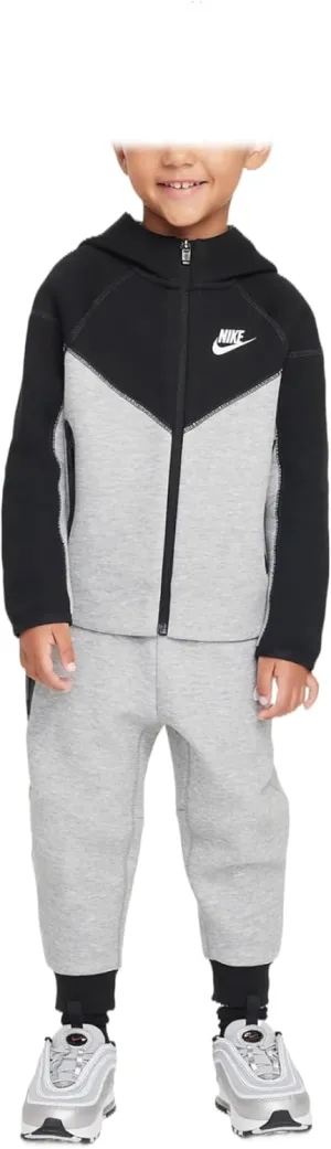 Nike Sportswear Tech Fleece Full-Zip Set Toddler 2-Piece Hoodie Set (76L050-G0E, Dark Grey Heather)