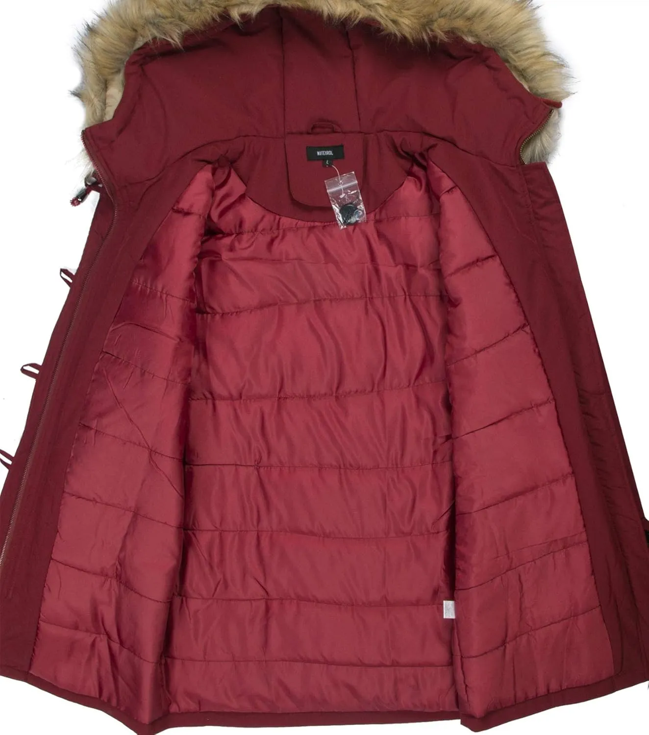 NUTEXROL Women's Heavy Thicken Puffer Down Warm Parka Padded Winter Hooded Insulated Jacket Overcoat with Faux Fur Hood