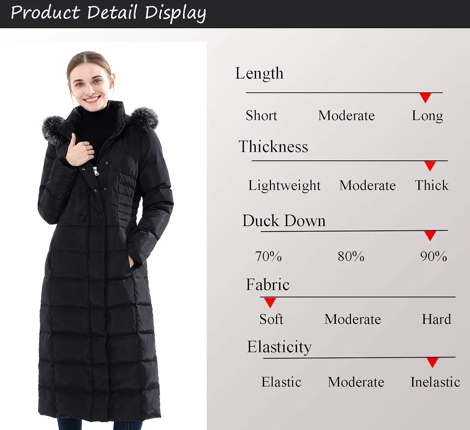 Obosoyo Women's Hooded Thickened Long Down Jacket Maxi Down Parka Puffer Coat