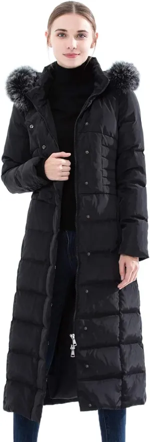 Obosoyo Women's Hooded Thickened Long Down Jacket Maxi Down Parka Puffer Coat