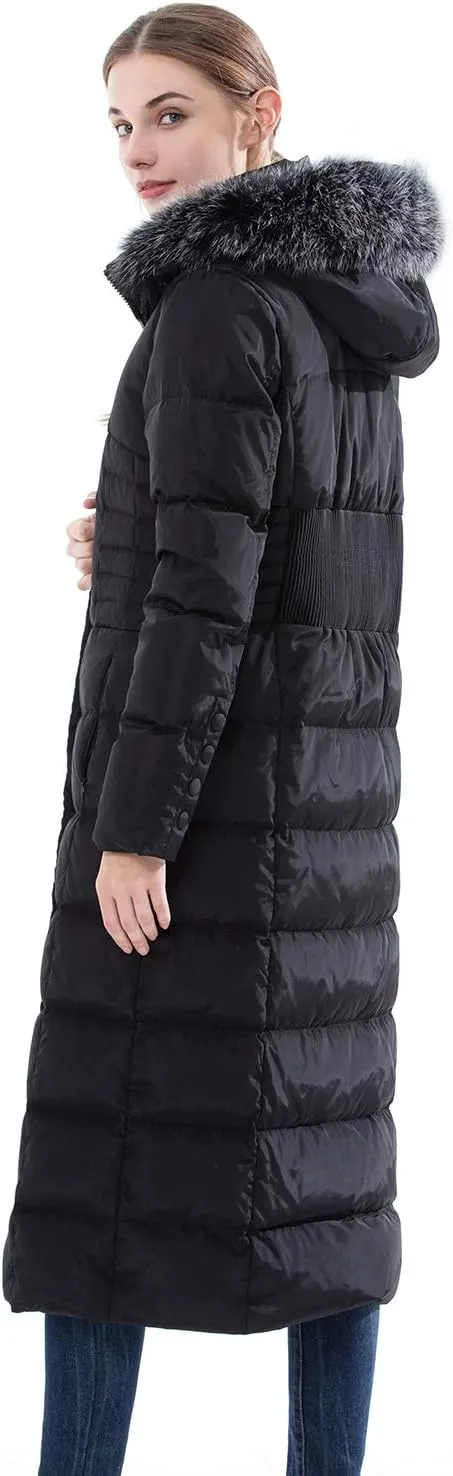 Obosoyo Women's Hooded Thickened Long Down Jacket Maxi Down Parka Puffer Coat