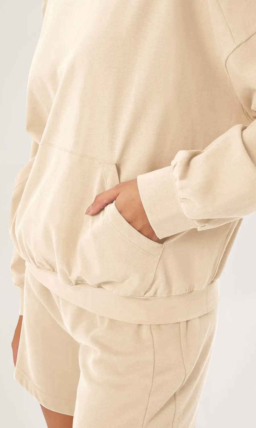 ODODOS Purevibe Cotton Oversized Sweatshirts, Women's Crew Neck Long Sleeve Pullover Tops with Kangaroo Pocket