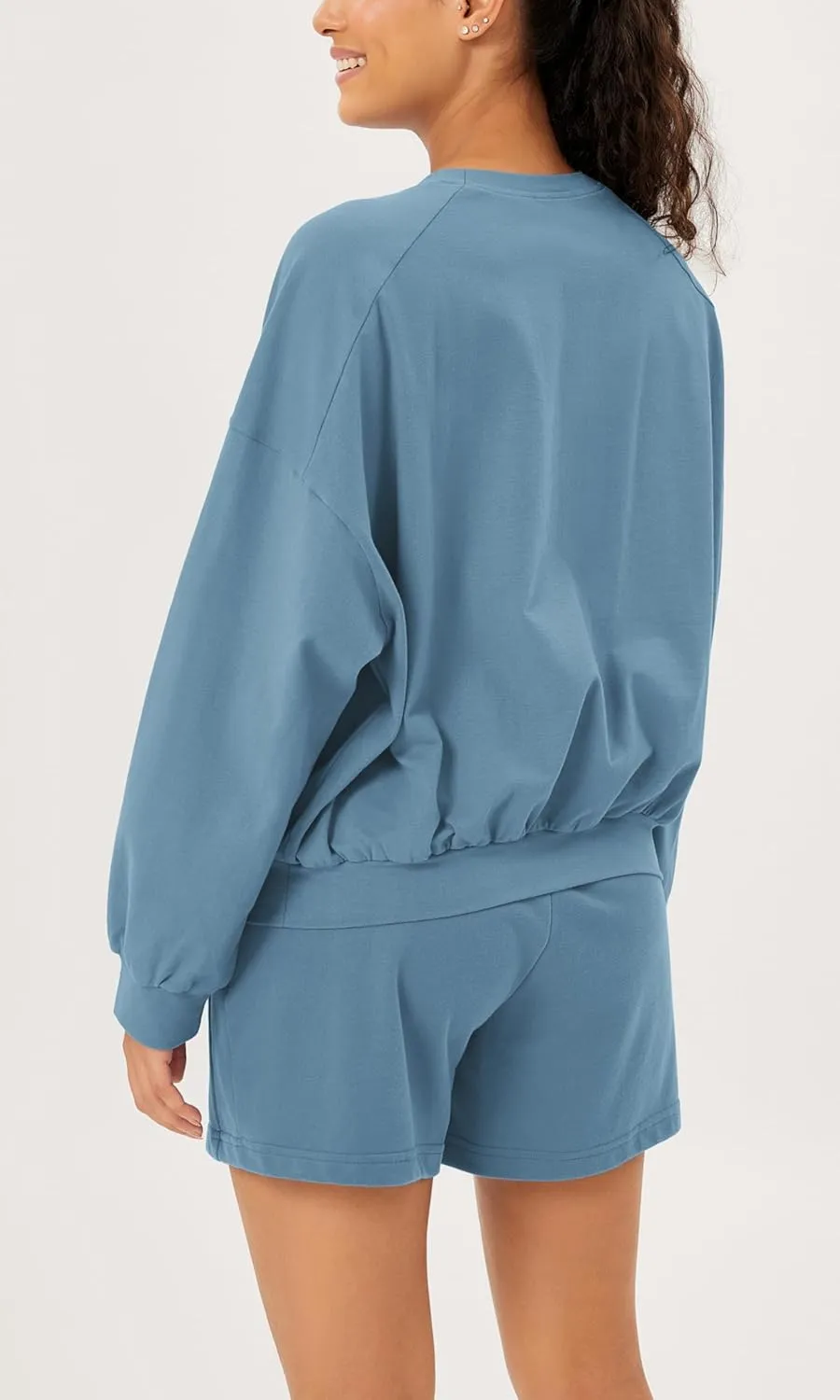 ODODOS Purevibe Cotton Oversized Sweatshirts, Women's Crew Neck Long Sleeve Pullover Tops with Kangaroo Pocket