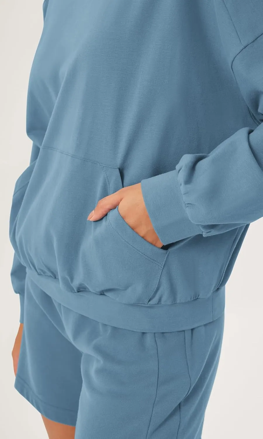 ODODOS Purevibe Cotton Oversized Sweatshirts, Women's Crew Neck Long Sleeve Pullover Tops with Kangaroo Pocket