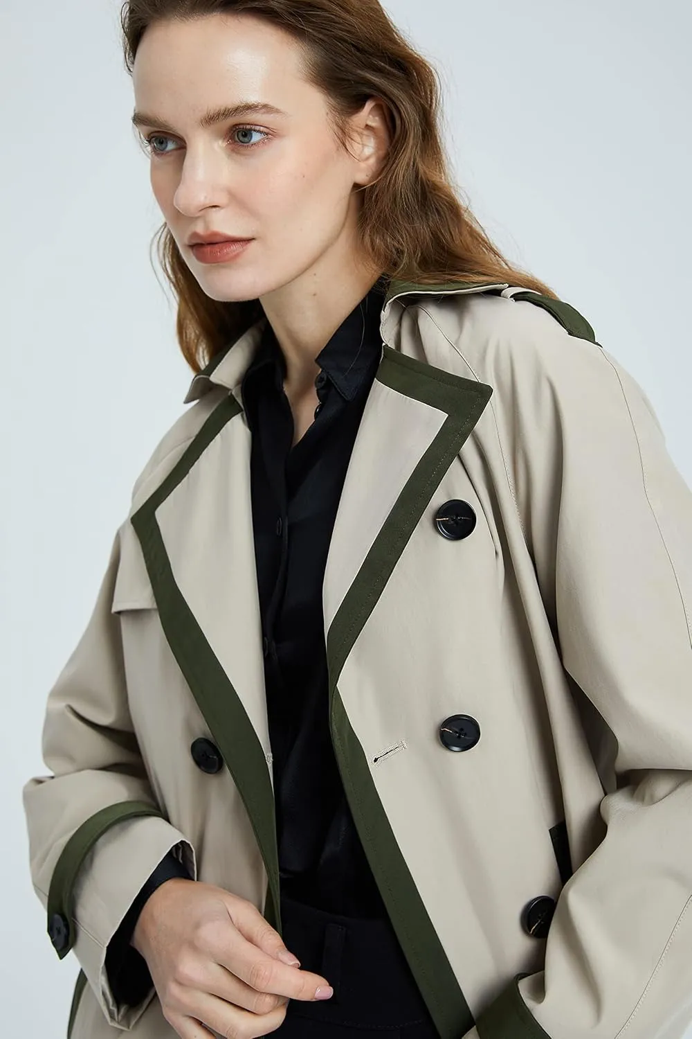 Orolay Women's Classic Trench Coat Double Breasted Mid-Length Windproof Fashionable Jacket Lapel Overcoat with Belt