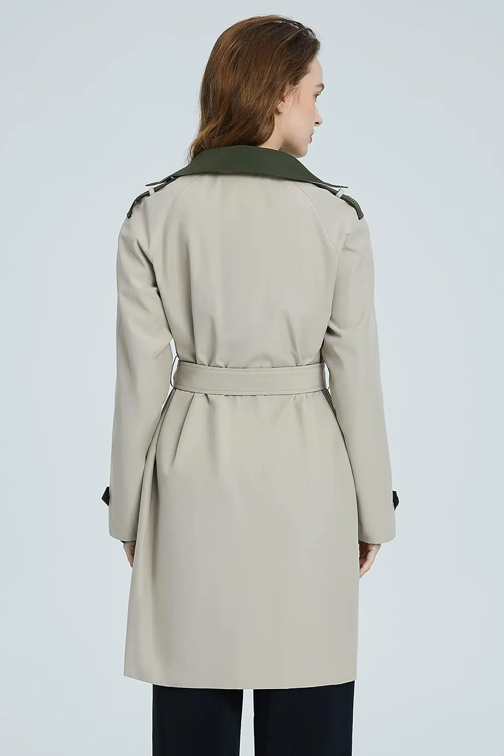 Orolay Women's Classic Trench Coat Double Breasted Mid-Length Windproof Fashionable Jacket Lapel Overcoat with Belt