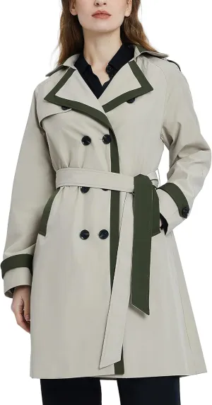 Orolay Women's Classic Trench Coat Double Breasted Mid-Length Windproof Fashionable Jacket Lapel Overcoat with Belt