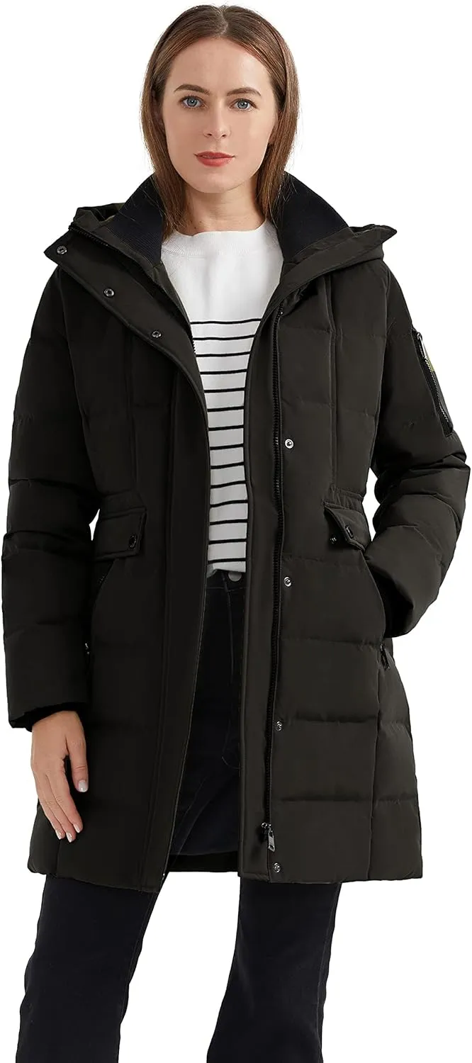 Orolay Women's Hooded Winter Down Coat Quilted Mid Length Puffer Jacket